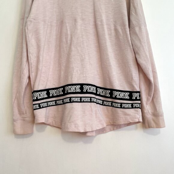 VS PINK VICTORIAS SECRET Varsity Crew Baby Pink Double Sided Crewneck Sweatshirt - Picture 6 of 16